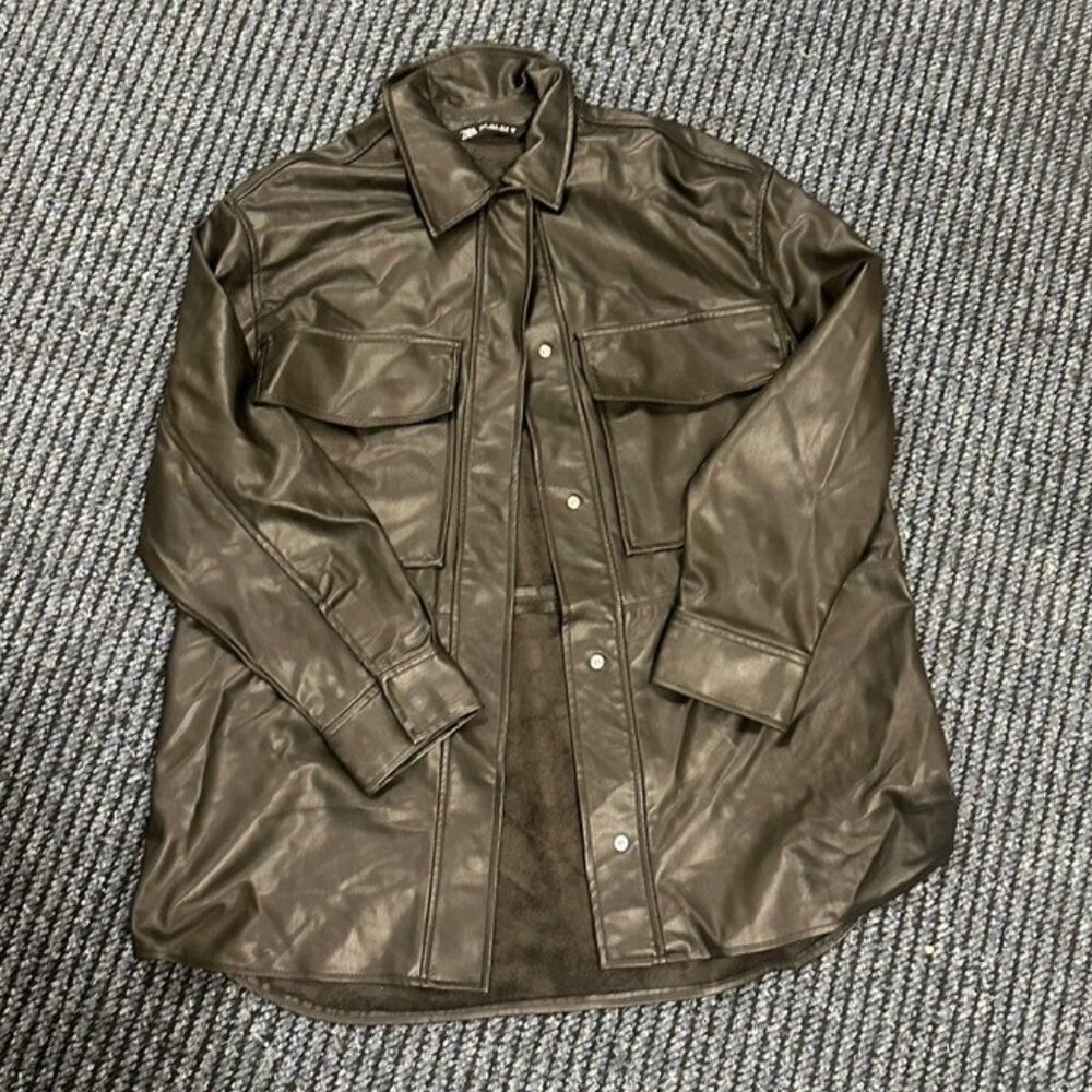 Zara Pleather Shacket Sz S